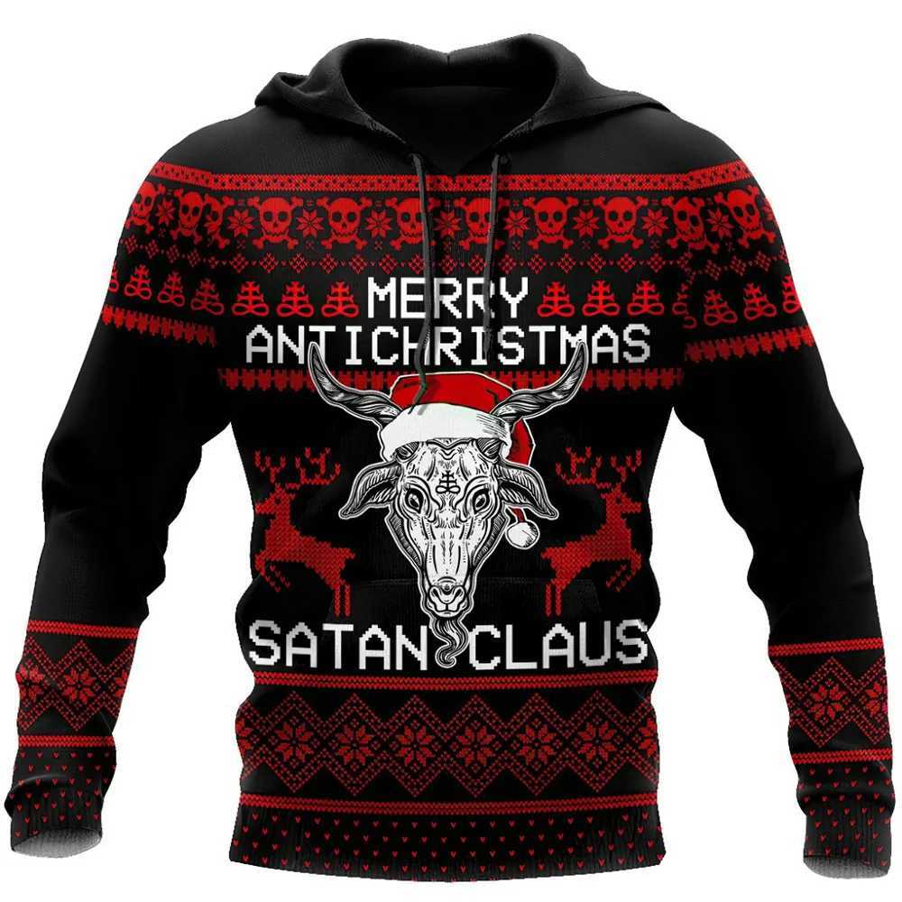 Christmas 3D Printed Pullover Hooded Sweatshirts for Men Plus Size Streetwear Mens Clothing Loose Vintage Hoodies Sweatshirt LX241113