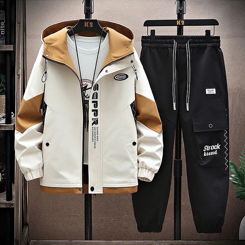 Autumn mens track and field clothes casual jogging hoodies sports shirts jackets pants 2-piece set hip-hop running sportswear 241112