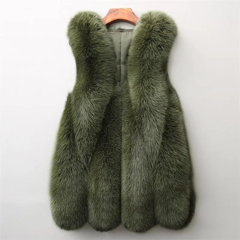 Long faux fur vest fluffy arrival jacket plus size womens ultra-thin faux fur coat high-quality faux fur vest 241112