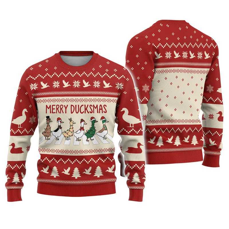 Sweatshirts de motif de Noël drôle pour hommes pour hommes Santa Claus Duck 3D Pullate imprimé Automne Owies à capuche à manches longues Tops LX2