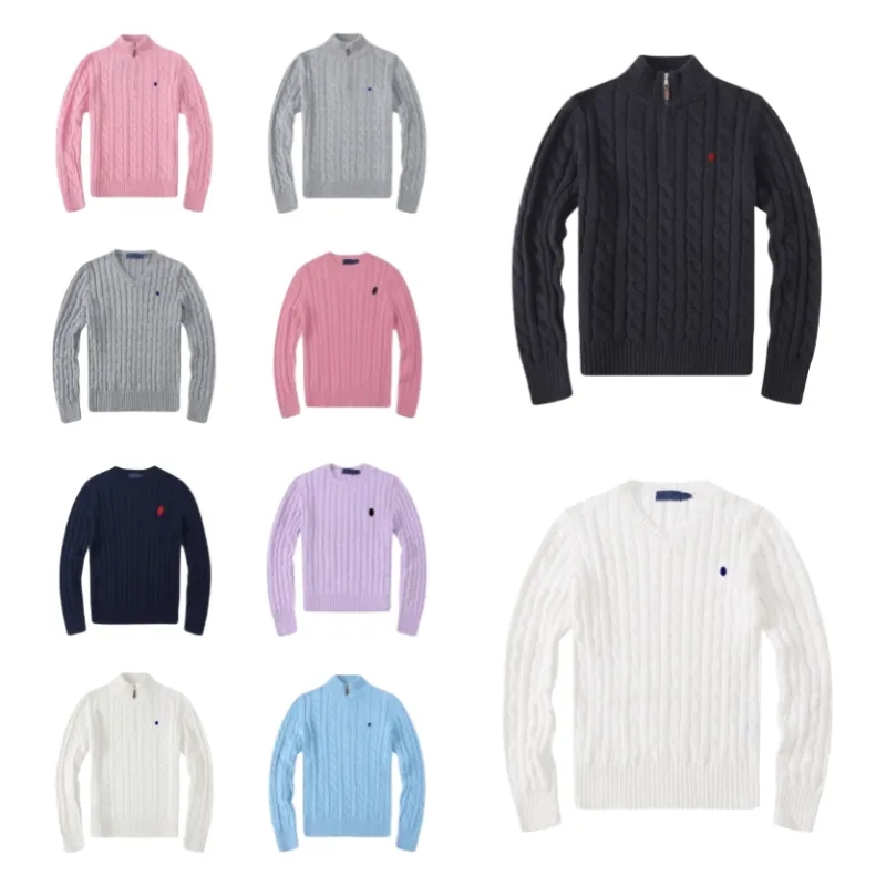 Pulls à hommes en laine d'automne Small Small Horser Pull Half Zip Polo Cardigan Veste d'hiver Pullat à manches longues Pullover Femmes Polo Swea
