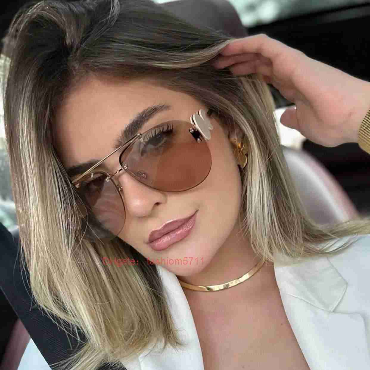 Novel design 2024 Top quality Luxury brand Sunglasses for Men and Women Designer Frameless Aviator Glasses New EuropeAn-American style advanced m-image-959512936