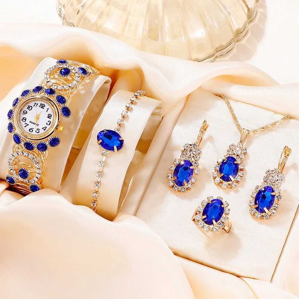6 pièces ensemble de luxe femmes Bracelet montres à Quartz pour femmes montre magnétique dames robe de sport bleu montre-Bracelet horloge Relogio