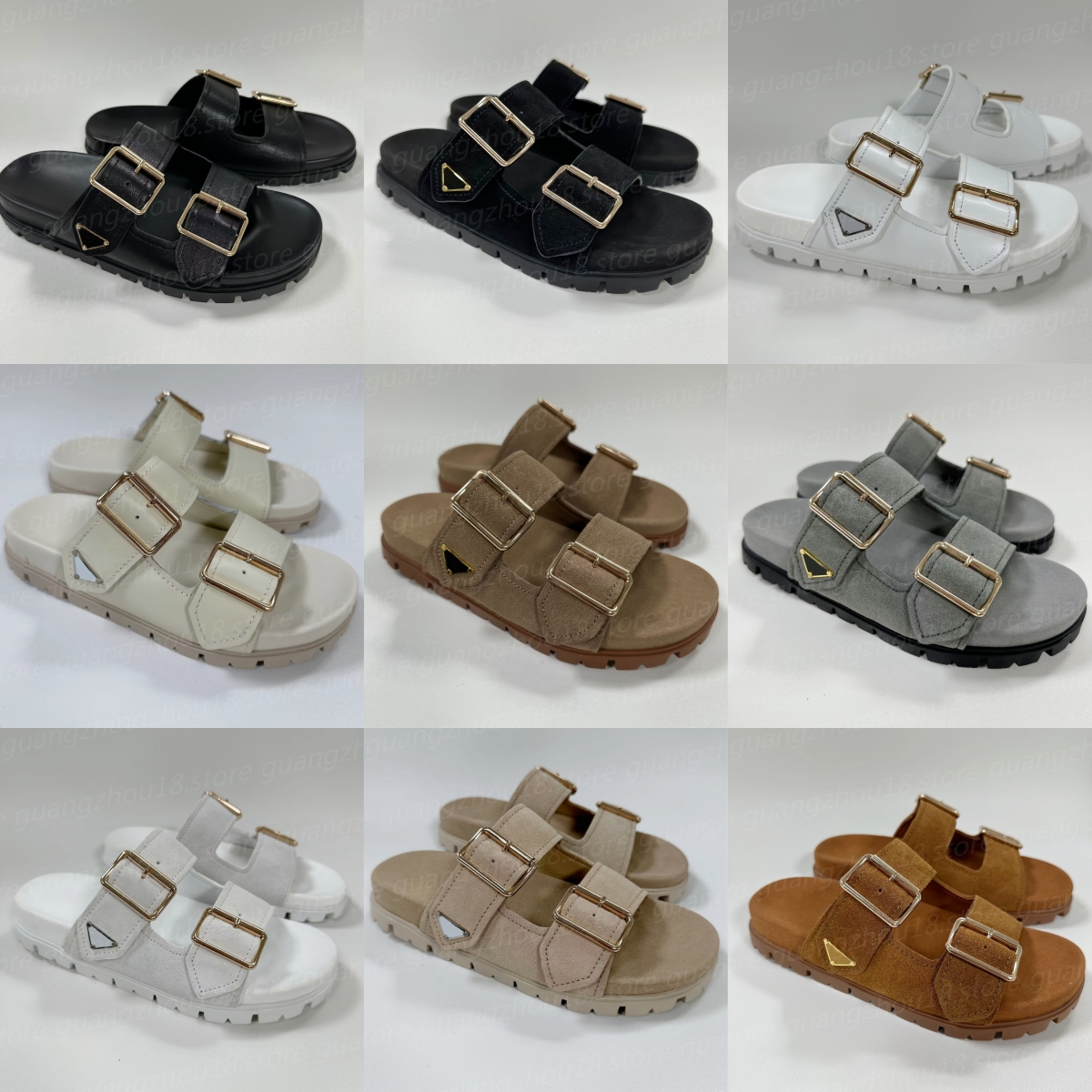 10A Designer Slippers with two Buckles Women's Fashion Sandals for Summer Holiday Casual Style Shoes 26559 25845-image-954356134