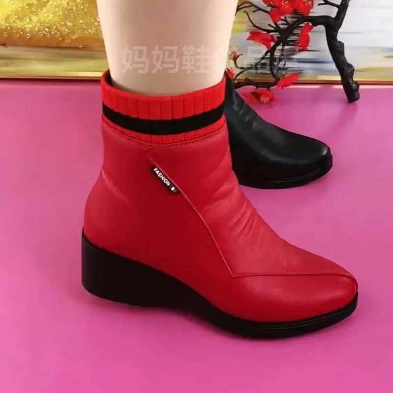High Quality Winter Square Heel Modern Boots Ankle Zipper Round Toe Womens Shoes S High Quality Low Heel Solid Sewing Warm Boots T241113