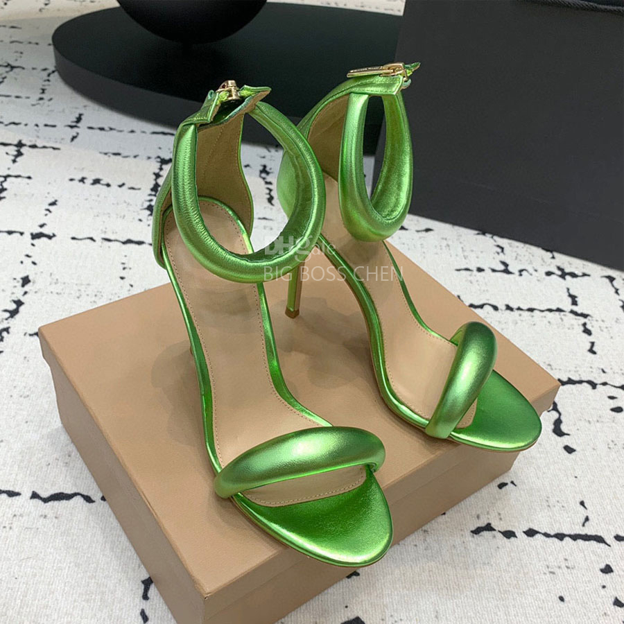 Top quality calfskin ankle strap stiletto Heels Sandals sky-high heel for women summer luxury designer heels 10.5 golden heeled Rear Zip Sandals