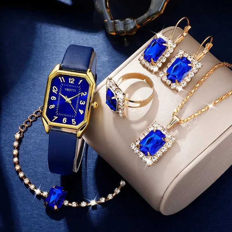 Luxury Fashion Square Womens Watches Brand Ladies Quartz Wristwatch Classic Simple Femme Blue Leather Band Relogio FemininoXJ241109