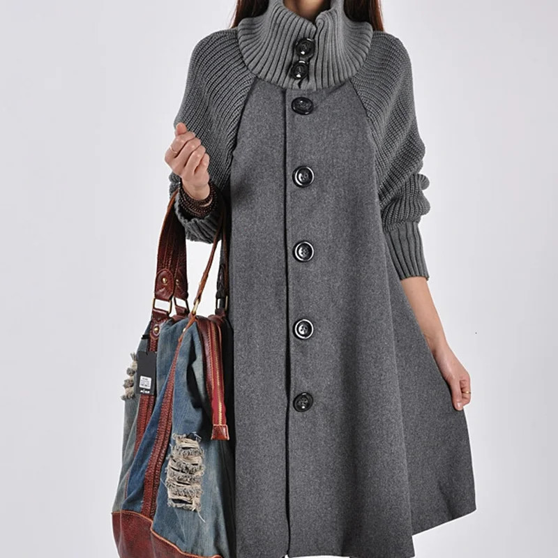 Korean Version Of Large Size Women Winter Coat Long Loose Woolen Cloak Wool Trench 241108