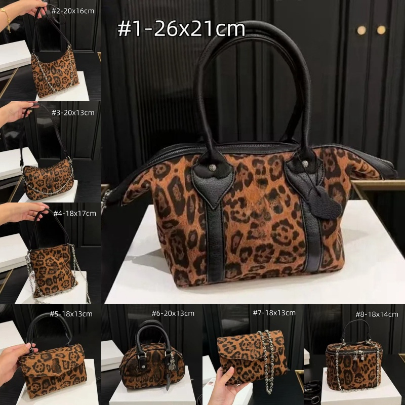 Sacs à main de créateur de mode pour femmes sacs shouler en daim avec motif de léopard sac de bowling festival cadeaux