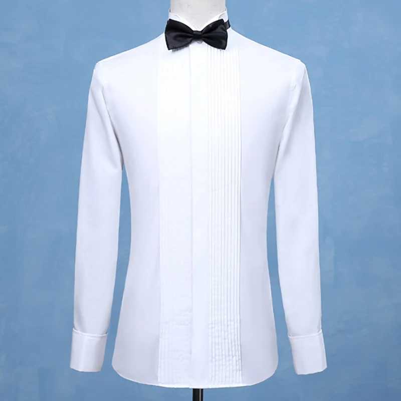 Fashion Groom Tuxedos Shirts Best Man Groomsmen White Black Red Men Wedding Shirts Formal Occasion Men Shirts Wingtip CollarXJ24113