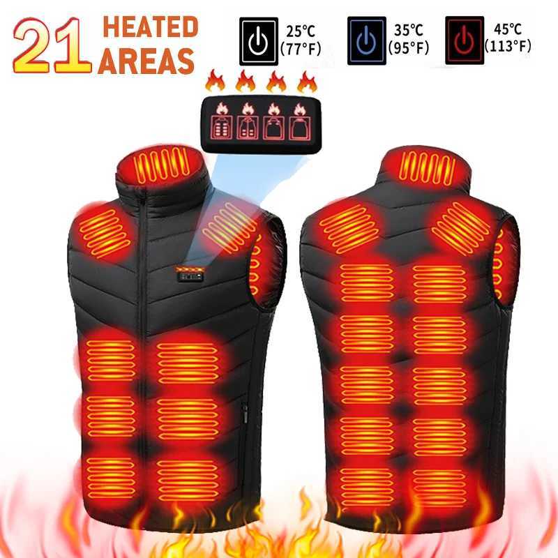 21 zones chauffées chauffées hommes femmes veste chauffée usb veste de chauffage veste thermique veste de chauffage hivernal m-6xl lx241114