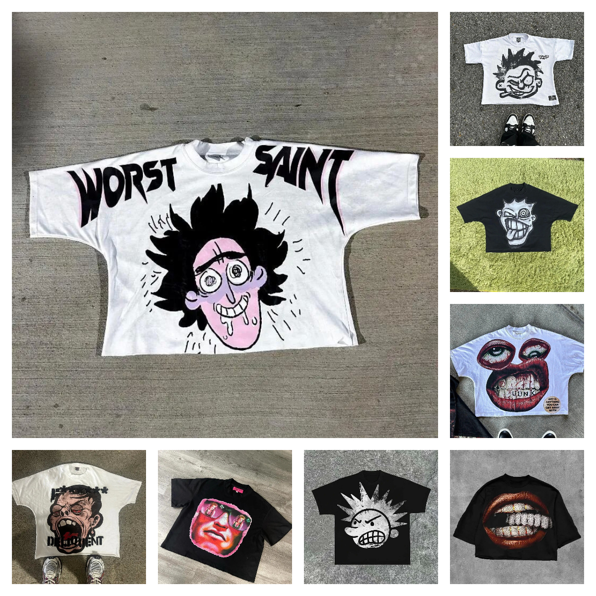 T-shirts pour hommes de concepteur Y2K Chemise Harajuku surdimensionnée de haute qualité Hip Hop Vintage Chemise graphique Streetwear Top Goth Fe
