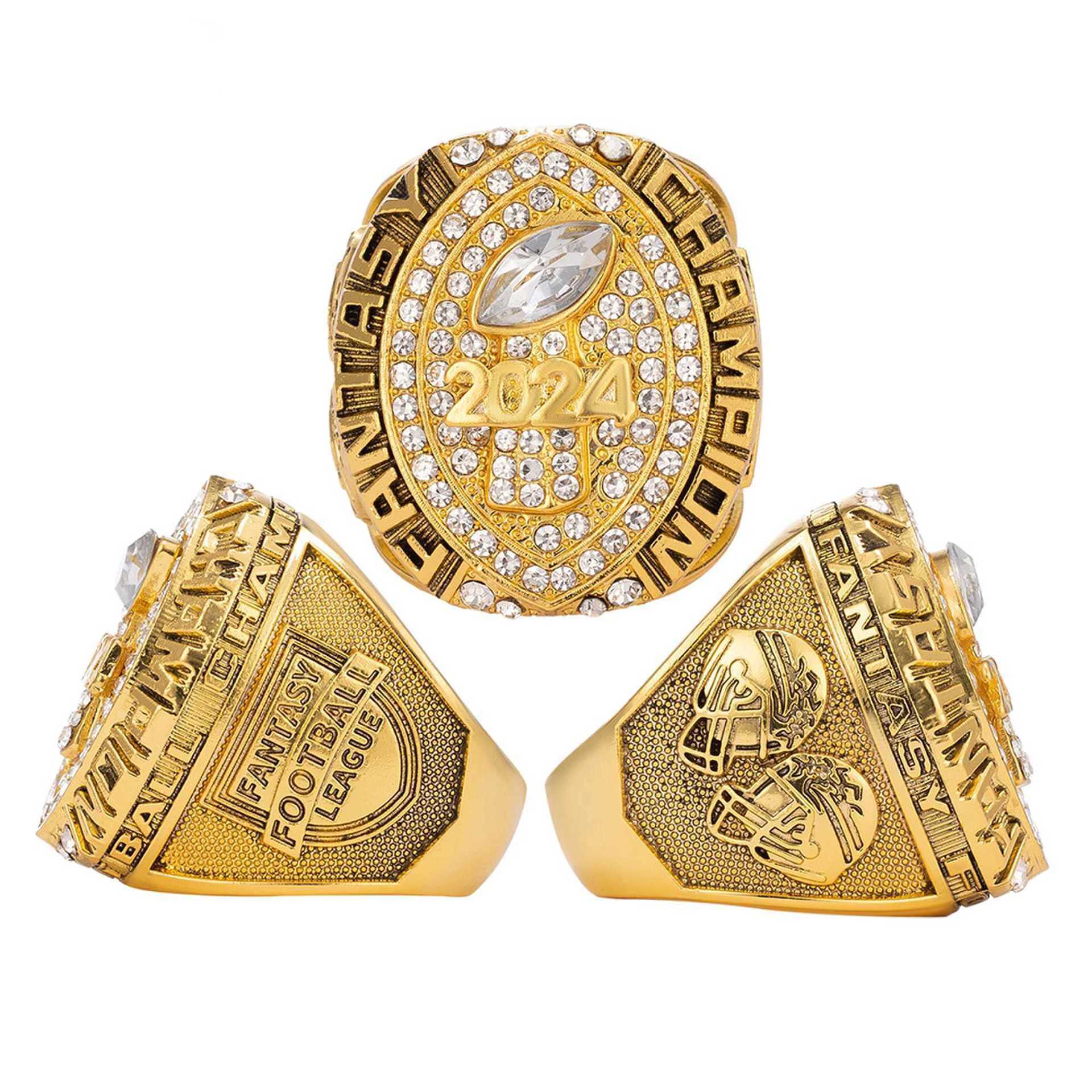 Anneaux de bande Nouvelle bague commémorative Anneau en acier inoxydable pour le championnat Boyfriend Accessoire pour Fantasy Football Fan Gift