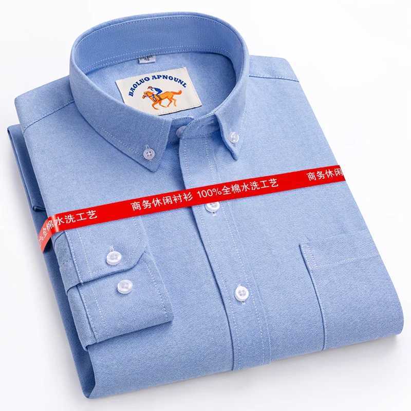 7XL 8XL 100% cotton Mens Shirt Oxford Woven High quality Long sleeve Business Casual fashion plus size free wearXJ24113