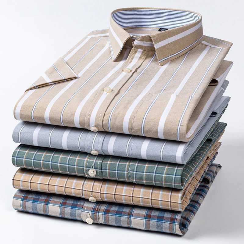 Brand New Short Sleeve 100% Cotton Oxford Soft Comfort Regular Fit Plus Size Premium Summer Business Mens Casual Shirt S to 7XLXJ24113
