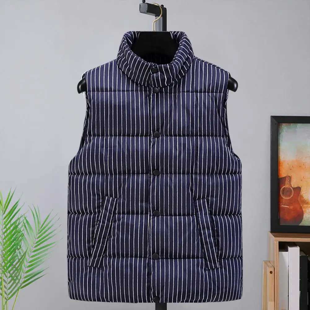 Automne hiver hommes gilet coton rembourré rayé coupe-vent Style coréen simple boutonnage coréen chaud gilet gilet pour un usage quotidien LX2411