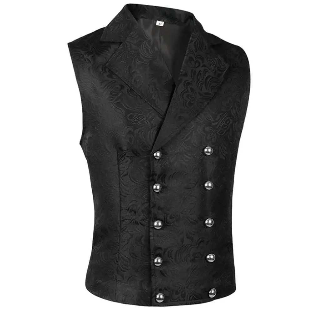 Adult steampunk cosplay waist patch work Gothic medieval mens jacket tailcoat double breathing vest Renaissance cosplay pirate W241113