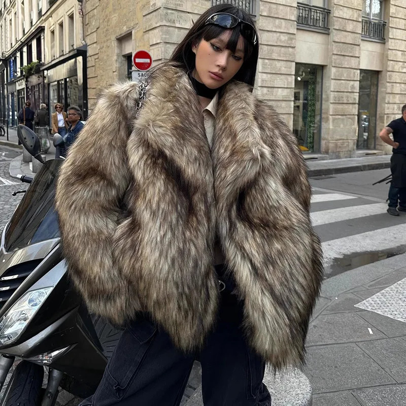 Vêtements pour femmes d'hiver Plus taille de fourrure de fourrure moelleuse synthétique de fourrure de fourrure en cuir cardigan cardigan ious n