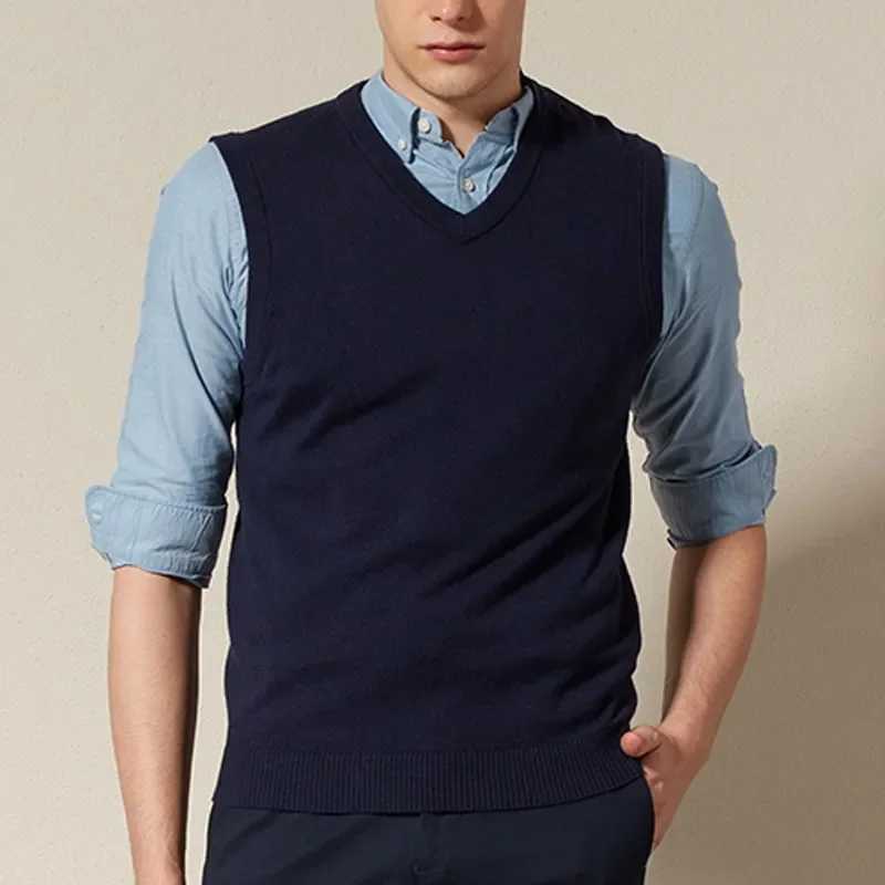 100% pure cotton floral vest mens sweater spring autumn V-neck ultra-thin vest warm sleeveless sweater ultra-thin style casual M-3XL W241113