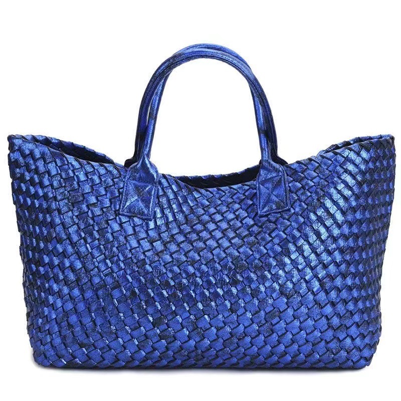wholesale ladies shoulder bag 26 colors classic Joker solid color thick leather tote bag large capacity hand-woven handbag simple two-piece fashi-image-591677430
