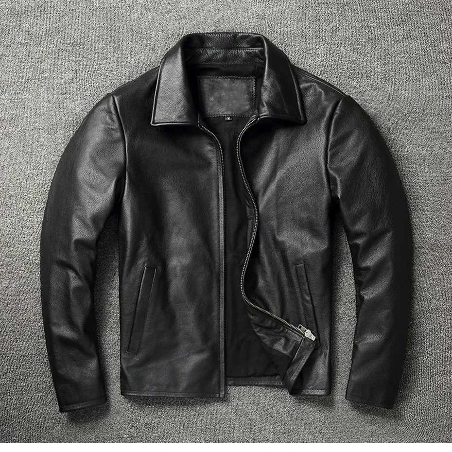 Mens motorcycle spring natural leather jacket ultra-thin short jacket S-6XL jacket new denim leather jacket W241113