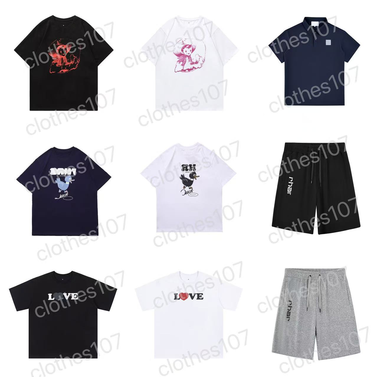 T-shirt pour hommes de concepteur Shorts d'été printemps lâche vert gris blanc noir T-shirt pour hommes et femmes de haute qualité Slogan classiq