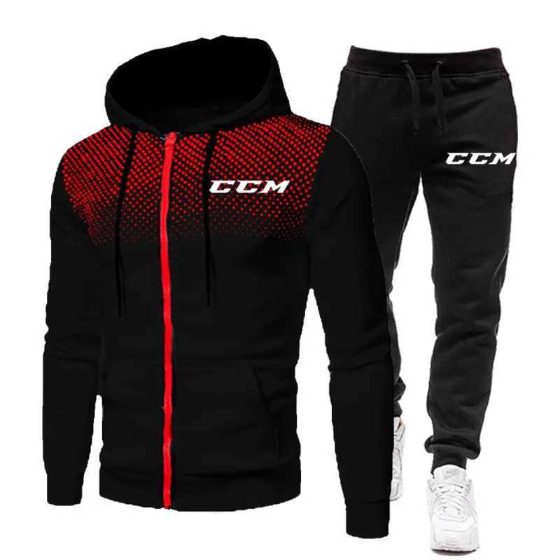 CCM CCM Mens Sportswear Set Automne / Winter Sweat Hoodie Setwear Sportswear Flce Hip Hop Sweatshirt + Pantalon Casual Two Piece Sportswear X2411