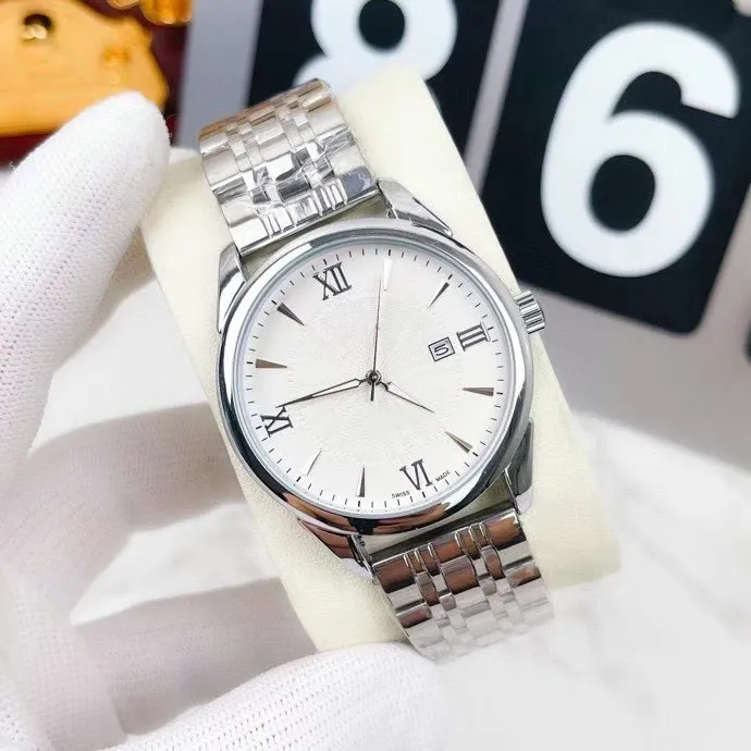 Business Mens Watches Top Brand Designer Wristwatches 40mm dial All Stainless Steel band & Leather strap Quartz Watch gifts for man Valentine