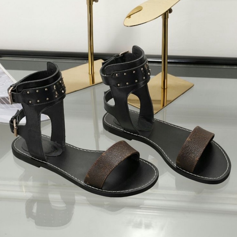 Sandals fashion new style sandals top designer shoes genuine leather letter printing shoes flat bottom rubber sandals outdoor anti slip slippers-image-965013918