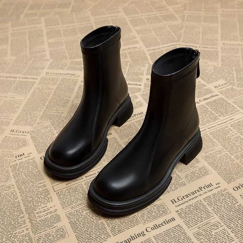 Boots de la cheville automne et hiver de haute qualité décontractés zipper basse h chaussures femme rétro bottes courtes t241113