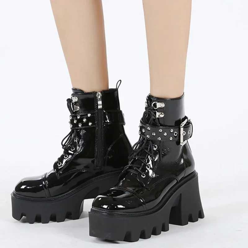 High Quality New Fi Punk Cool Platform Gothic Short Fat Warm Shoes Zipper Buckle Metal Glenge Fi Punk Womens Boots T241113