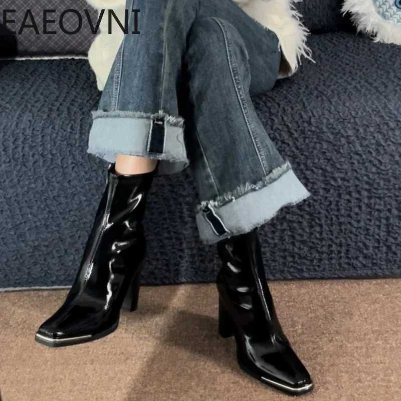 High Quality Designer High Heels Ankle Boots Wenfei Side Zipper Short Boots Autumn Winter Womens Elegant Modern Boots T241113