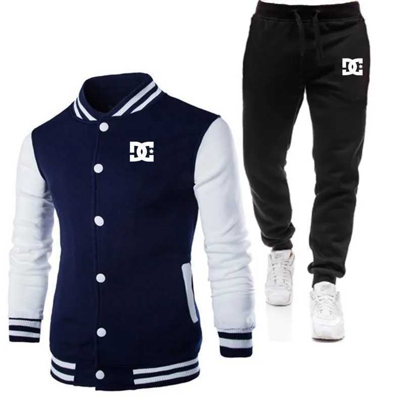 Hommes de la mode saisonnière pour hommes sports de veste de baseball décontractée définie le jogging de jogging de jogging en laine de chandail
