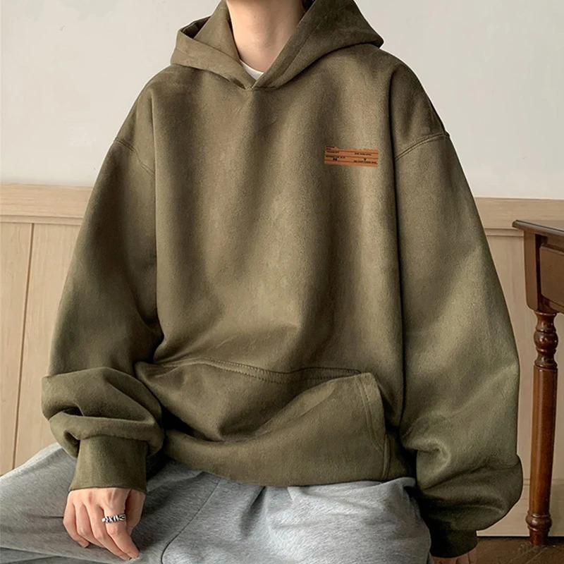 2024 Sweatshirts à capuche en daim pour hommes Automne Y2K Streetwear imprimé à capuche Hip Hop Fashion Retro Fleep Chérie de sweat 241114