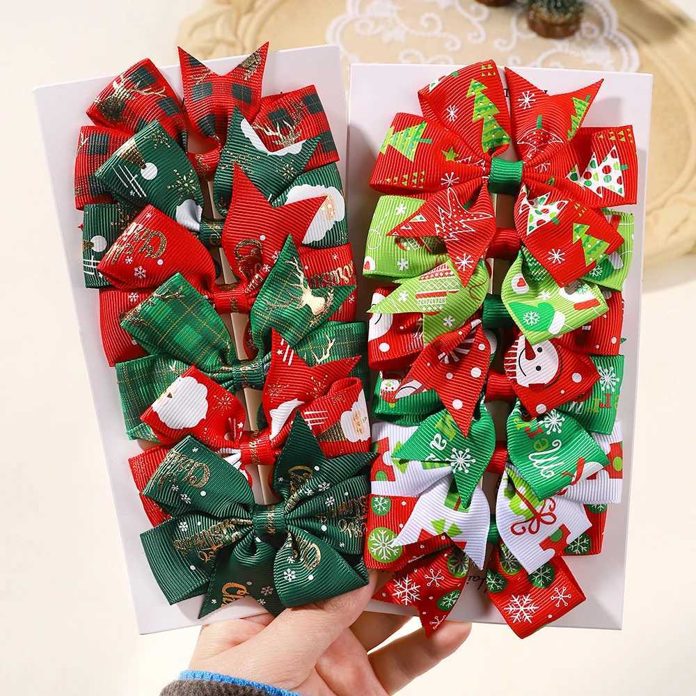 6 nœuds pour enfants filles, décoration de nouvel an, cheveux imprimés, accessoires pour cheveux de vacances, cadeau de noël W241113