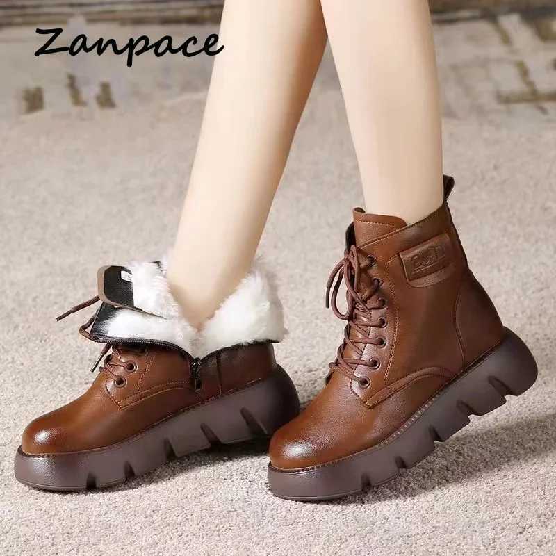 High Quality Wens Short Boots Leather Foldable Ankle Boots Waterproof Thick Bottom Pad Warm Wen Shoes Casual Platform Boots T241113
