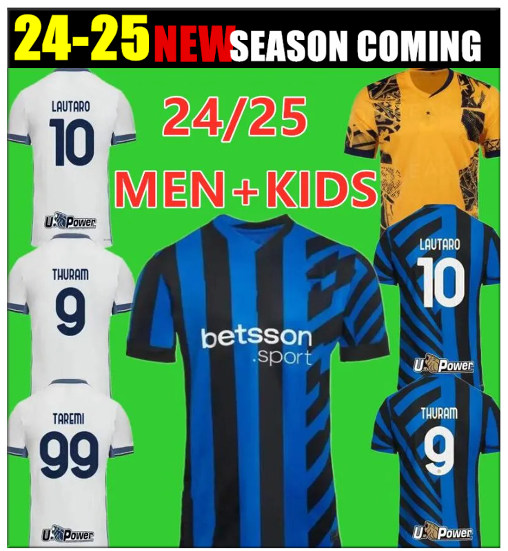24 25 Lukaku Soccer Jersey Barella Inters Milans Lautaro Vidal J. Correa 2024 2025 Kirt de football Calhanoglu Men Kit Kids Equpments DiMarco Thu