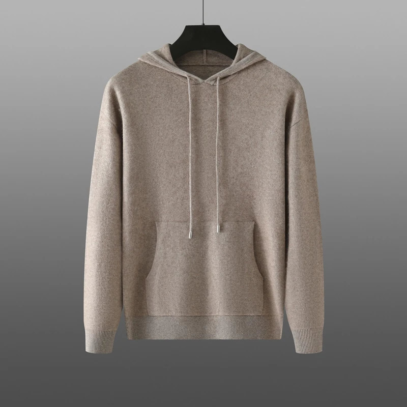 100 Cashmere Sweater Hoodie Mens Solid Color Bottoming Shirt Coat MiddleAged Business Casual Pullover Warm Top 241113