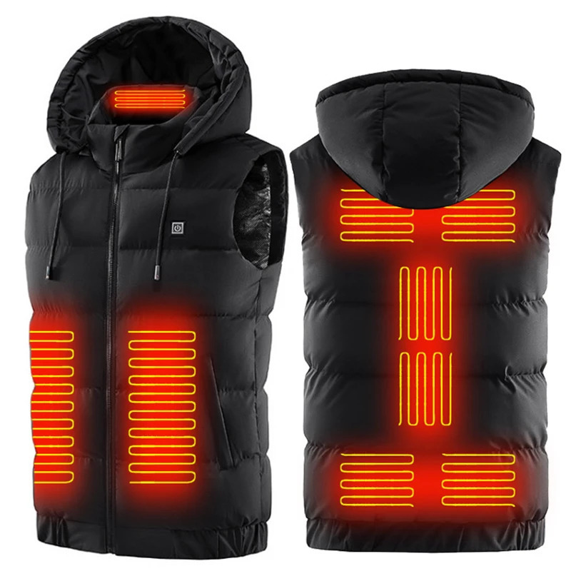 Electric heating vest jacket mens winter outdoor camping hiking fishing warm clothing USB heating tactical vest with cap 241111