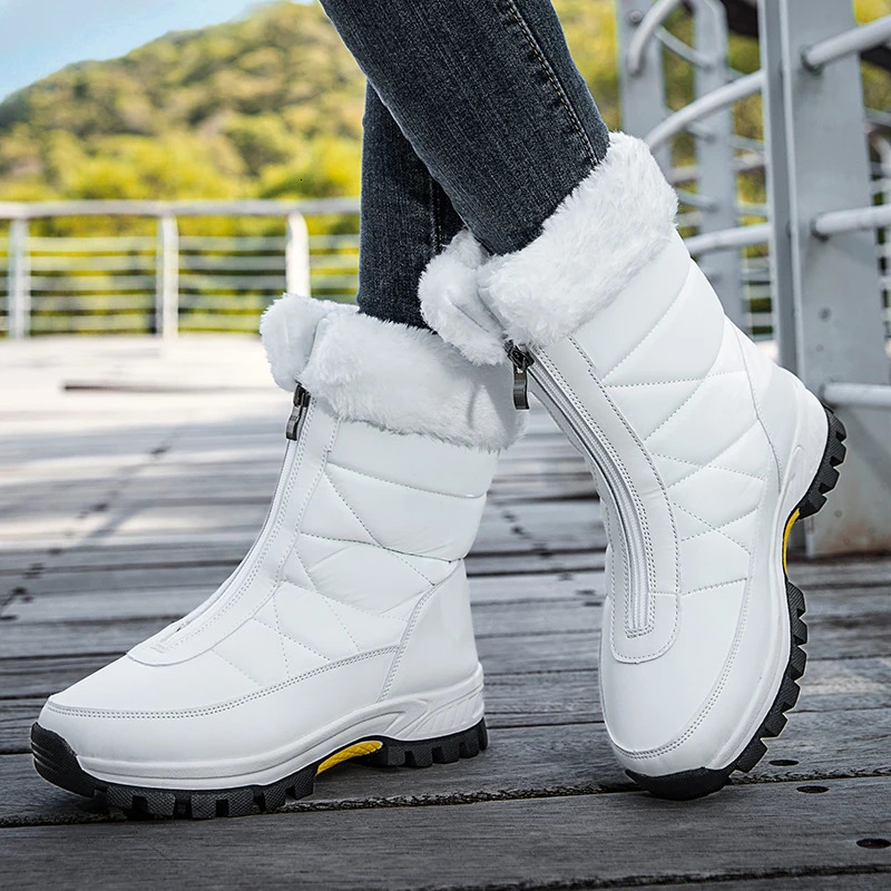 Winter womens snow boots anti slip outdoor waterproof womens warm boots Botas zipper womens cotton boots Plus size 42 241113