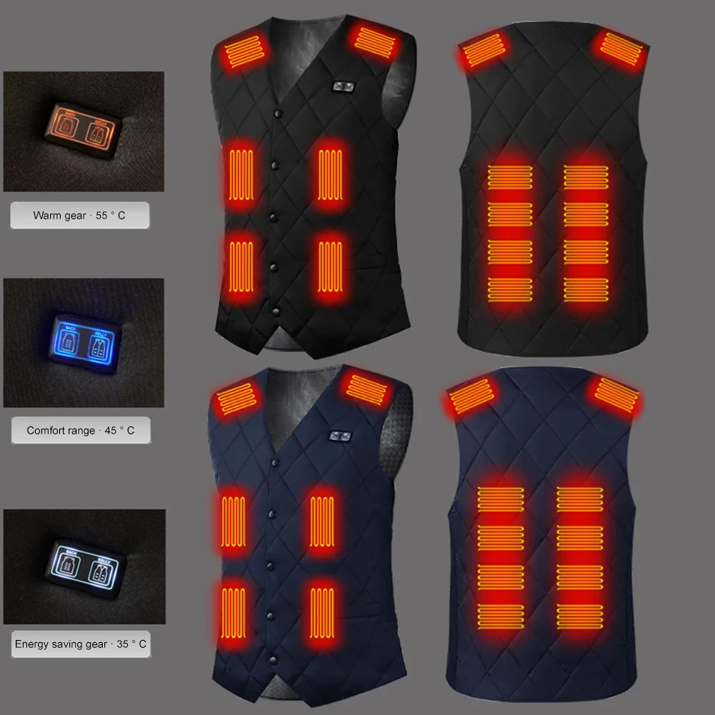 Gilet électrique 16 zones pour hommes et femmes, veste d'isolation corporelle USB, vêtements d'hiver de randonnée 241111