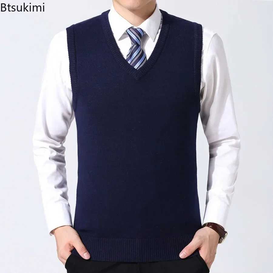 Pull à hommes tricotés gilet à fermeture éclair Automne Hiver Luxury Mens Business Office Ultra-Thin Wool Vest Mens Solid Vest W241113