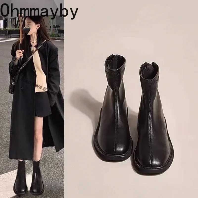 High Quality Autumn and winter warm fur ankle boots Fi elegant soft leather shoes casual low boots short boots T241113