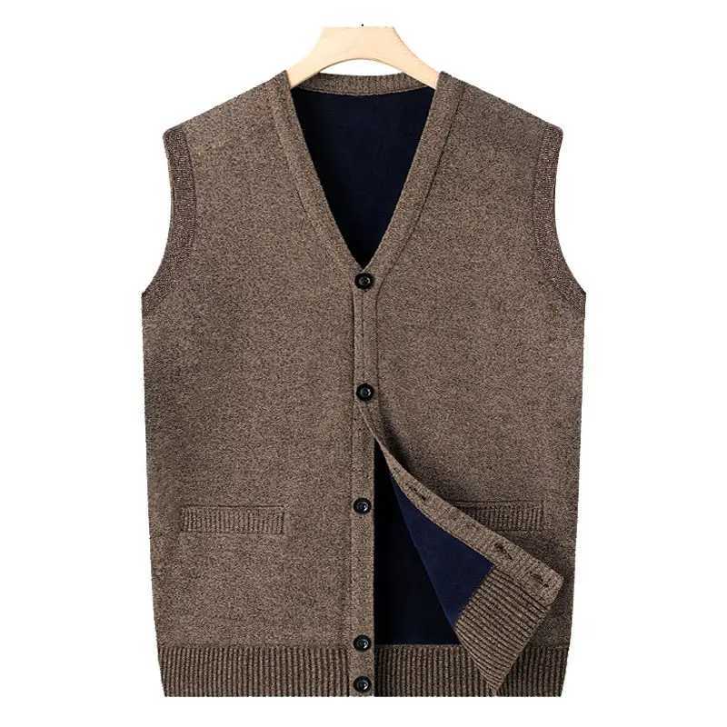 Mens clothing 2024 autumn and winter new item V-neck knitted open top vest mens casual sweater jacket mens solid sleeveless jacket D663 W241113