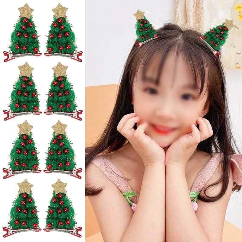 Ncmama 2 pièces pince à cheveux arbre de noël pince à cheveux fleur mignonne mignon enfants seau bébé chapeaux fille accessoires de cheveux W2411