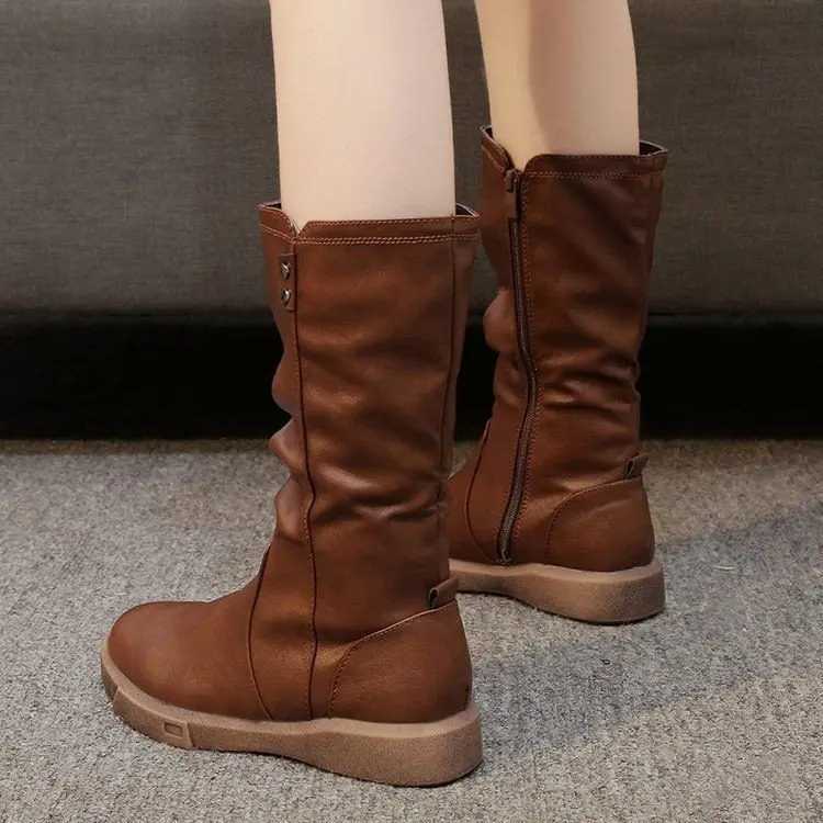 High Quality Mens boots womens shoes smooth cow leg boots platform soft PU leather Lg boots footwear WanFi autumn and winter T241113