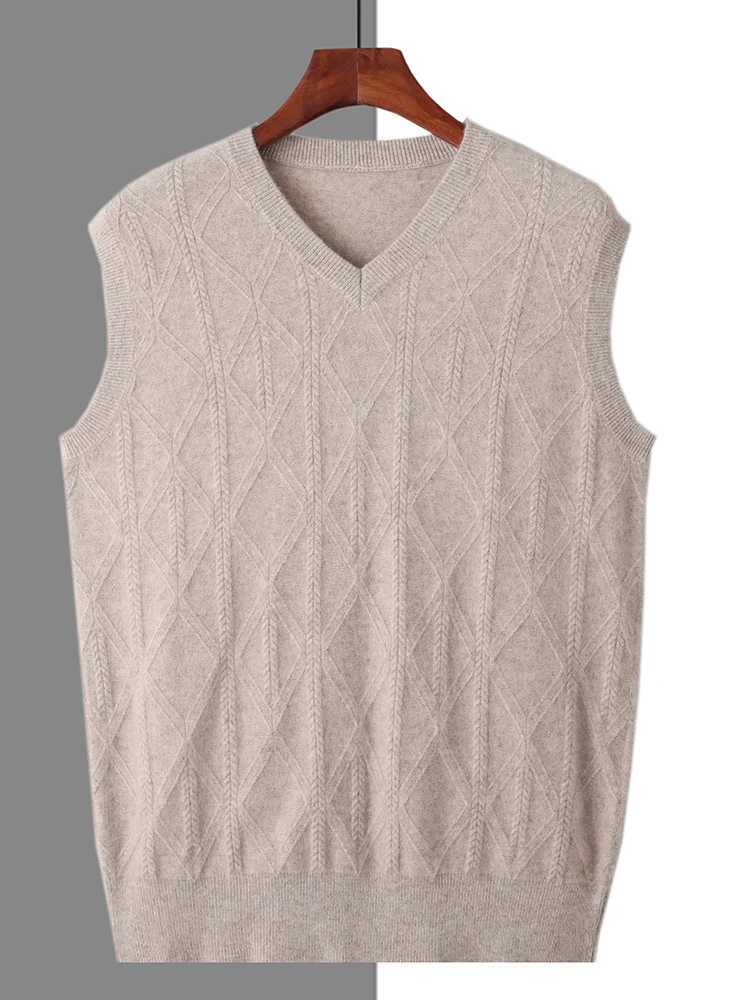 Verser en cachemire pour hommes Pull à col en V avec 100% manteau en tricot en laine de vison