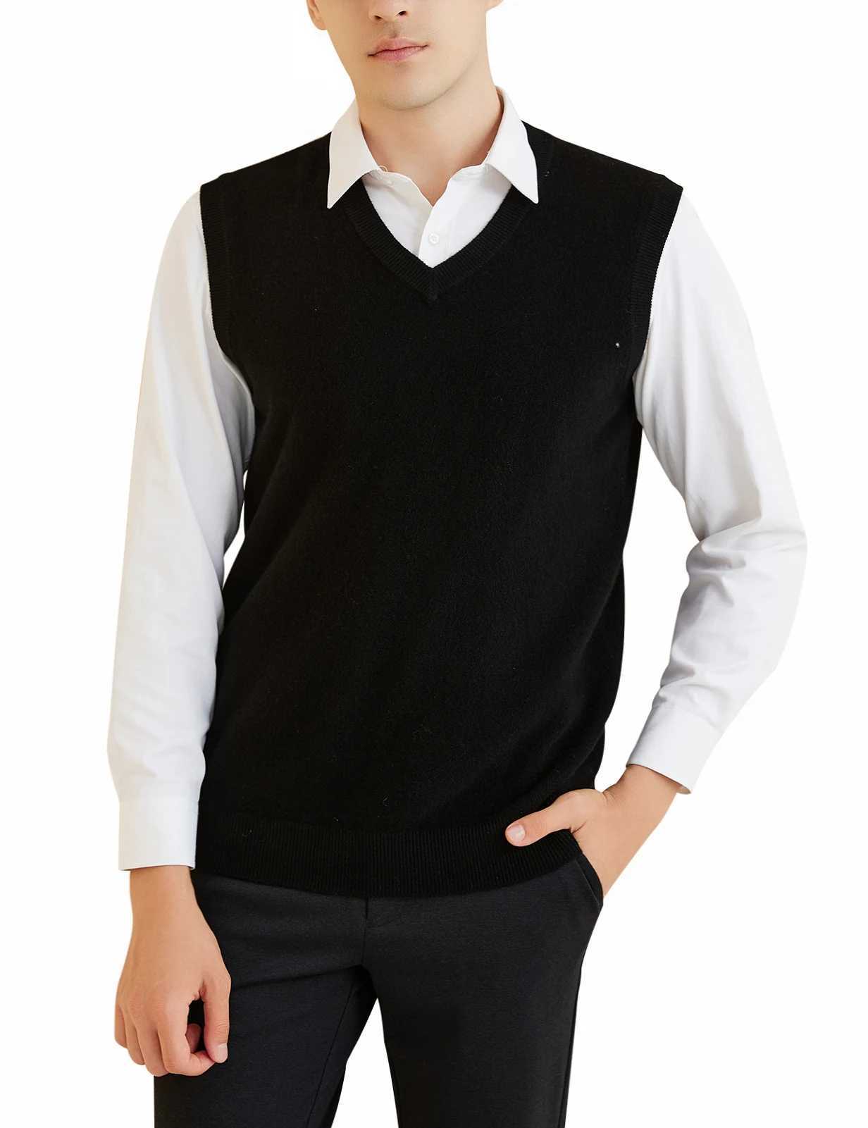 Changming pour hommes débardeur 100% chouchard en laine mérinos en trinage du réservoir en tricot tricoté 2023 automne / hiver sans manches soupl
