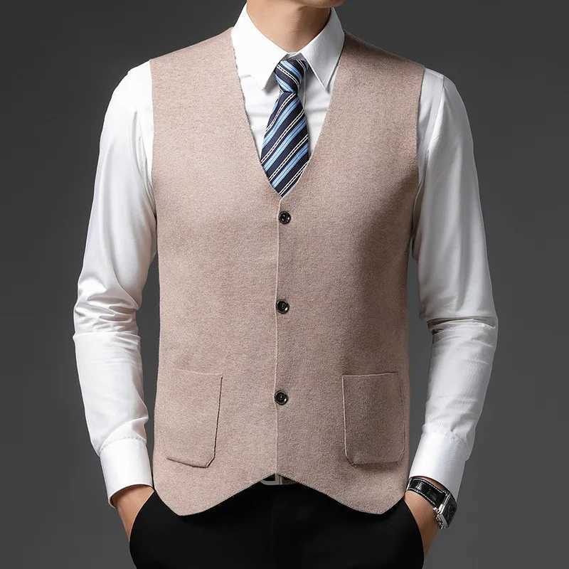 PC mens autumn and winter solid color hair vest without collar thick warm canary single chest cardigan vest sleeveless top W241113