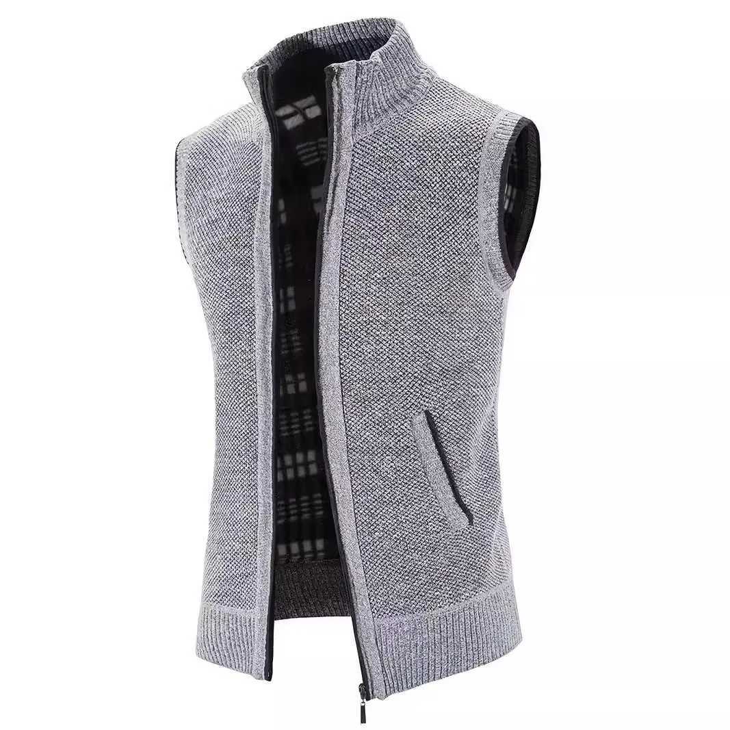Mens Autumn/Winter Waist Coat Plus Velvet Thick Plus Size Ultra Thin Waist Coat Mens Sweater Sleeveless Knitted Sweater M-4XL W241113